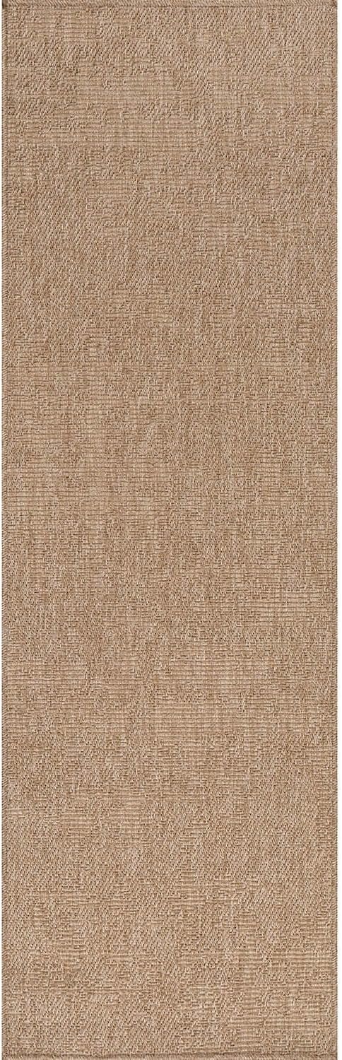 CAMILSON Indoor and Outdoor Runner Rug Natural Solid Boho Woven Design Easy-Cleaning Non Shedding Fiber Living Room Bedroom Garden Patio and Kitchen Washable Outside Carpet Alfombras (2x7)-Ruum Studio Home