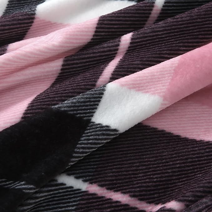 MERRYLIFE Pink Plaid Throw Blanket Decorative Fleece Throw | Ultra-Plush Colorful | Couch Blanket Travel Lap | Home Gift Use(50" 60",Pink Plaid)-Ruum Studio Home