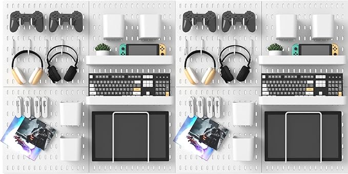 Pegboard Combination Kit, 25.2" x 50.4" Wall Mounted Storage Set with 8 Pegboards & 40 Accessories Hanging, Peg Boards Organizer-Ruum Studio Home