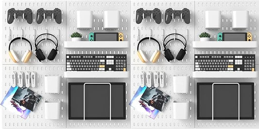 Pegboard Combination Kit, 25.2" x 50.4" Wall Mounted Storage Set with 8 Pegboards & 40 Accessories Hanging, Peg Boards Organizer-Ruum Studio Home