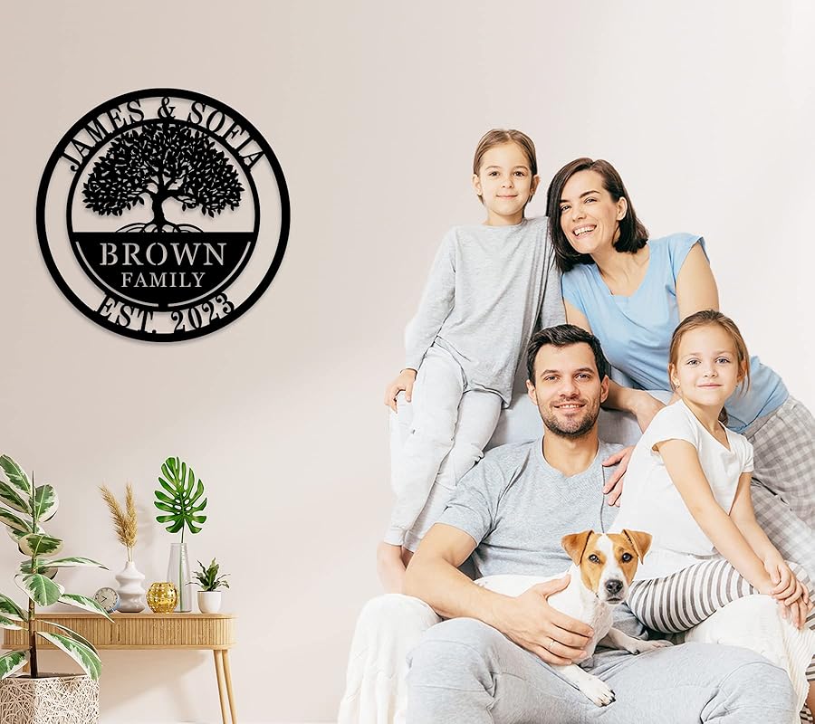 Custom Tree of Life with Roots Family Name Sign, Personalized Metal Sign-Ruum Studio Home