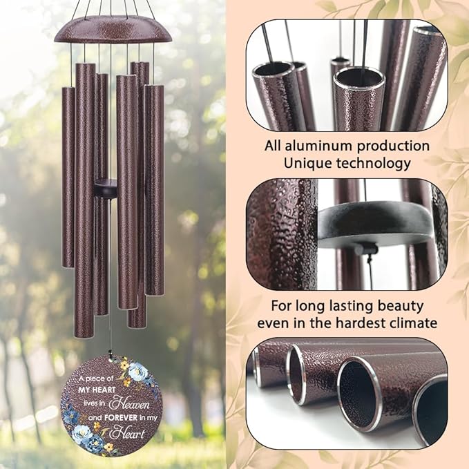 Personalized Sympathy Wind Chimes, Sympathy Gifts for Loss of Mom, Windchimes in Memory of a Loved One, Commemorative Sympathy Bereavement Gifts for Condolences/Funeral (36 inch)-Ruum Studio Home