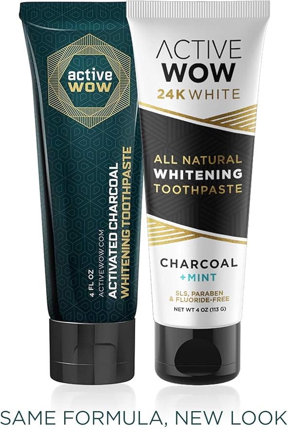 Active Wow Activated Charcoal Toothpaste - for Whitening Teeth, Made with Organic Coconut Oil & Xylitol, Charcoals Activated-Toothpaste (4 Ounce (Pack of 1)-Ruum Studio Home
