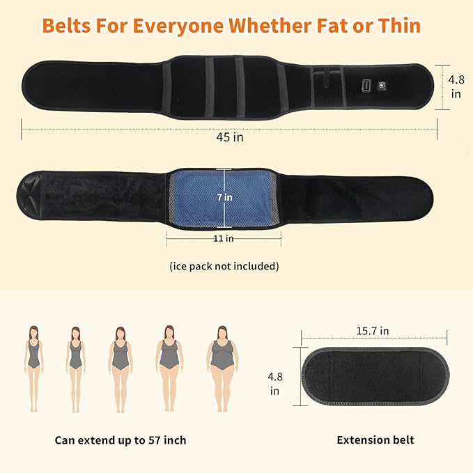 Heated Waist Belt - Cordless Heating Pad for Back Pain Relief Lower Back Electrical Heating Rechargeable Battery Powered-Ruum Studio Home