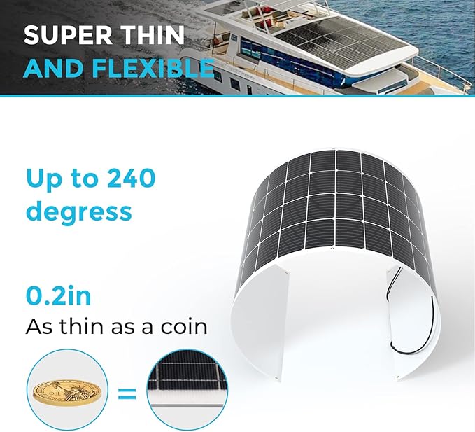 Renogy Solar Panels 200 Watt 12V, Flexible Solar Panel 200W 22% High-Efficiency, 240° Ultra Lightweight Solar Panels for Marine RV Cabin Van Car Boat Camping Curve Surfaces-Ruum Studio Home
