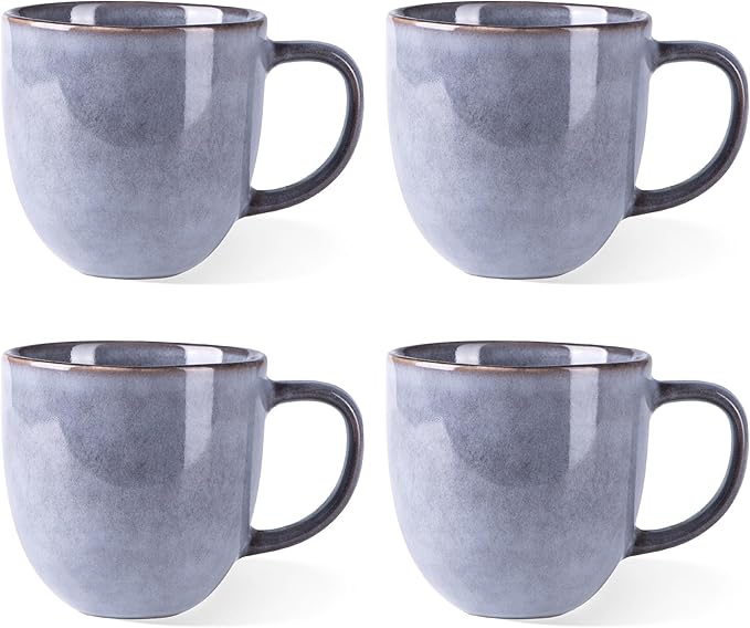 AmorArc 12oz Coffee Mugs, Ceramic Coffee Mugs set of 4 for Man, Woman, Dad, Mom, Modern Coffee Mugs with handle for Latte/Cappuccino/Milk/Cocoa. Dishwasher&Microwave Safe, Gray-Reactive Glaze-Ruum Studio Home