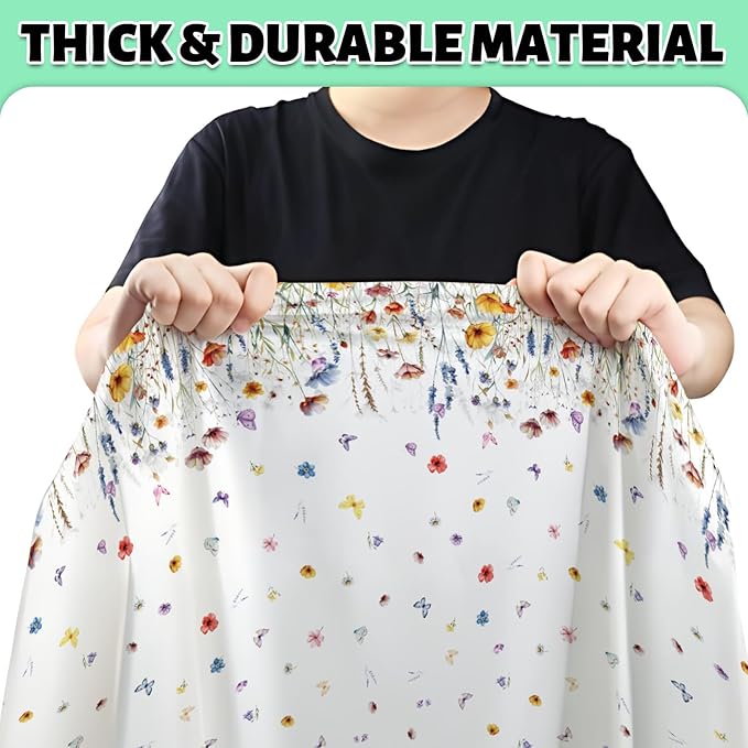 Floral Tablecloth 4 Packs 54x108 Inch - Butterfly Spring Wildflower Plastic Table Cover for Wedding Decorations Easter, Baby in Bloom Showers & Mother's Day Tea Parties Disposable Rectangle Tablecloth-Ruum Studio Home