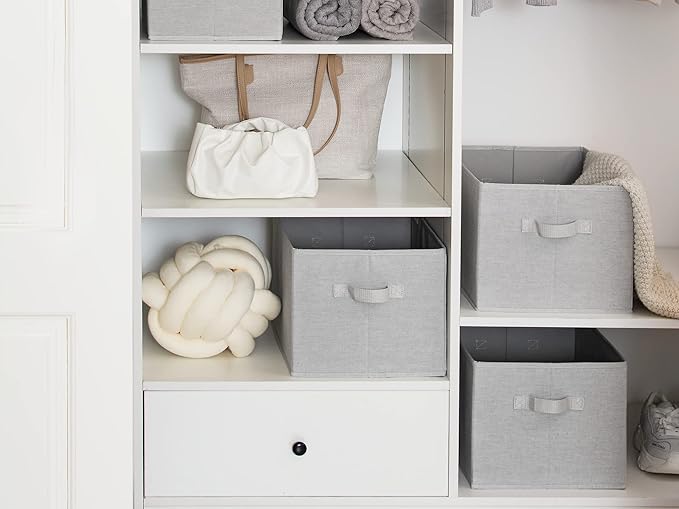 StorageWorks Storage Baskets for Shelves, Foldable Fabric Closet Storage Bins with Handles, Fabric Storage Bins Clothes Organizer, Light Grey, 3-Pack, Extra Large-Ruum Studio Home
