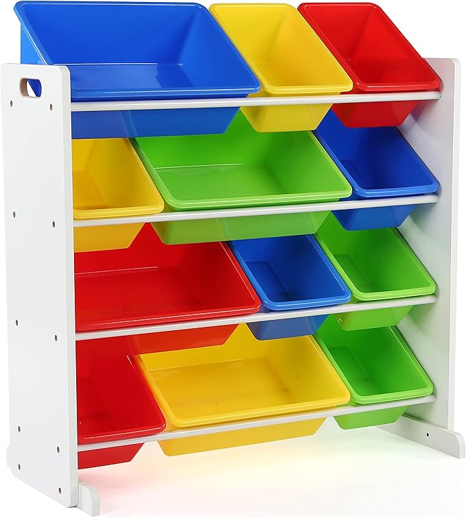 Humble Crew Kids Toy Storage Organizer with 12 Plastic Bins, White/Primary – Removable Bins for Playroom, Bedroom, Toddler Furniture for Boys and Girls Ages-Ruum Studio Home