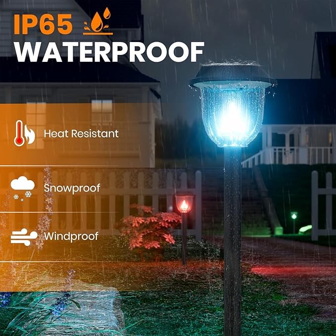 AOSEA 4 Pack Solar Pathway Lights Outdoor Waterproof - Auto RGB Color Changing Solar Lights for Outside, IP65 Rated, 12H Bright Landscape Lighting, Durable Plastic - Perfect for Garden & Walkway-Ruum Studio Home