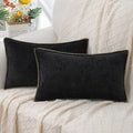 decorUhome Chenille Soft Throw Pillow Covers 12x20 Set of 2, Lumbar Velvet Farmhouse Neutral Decorative Euro Pillow Covers with Stitched Edge for Couch Sofa Bed Home Decor, Black-Ruum Studio Home