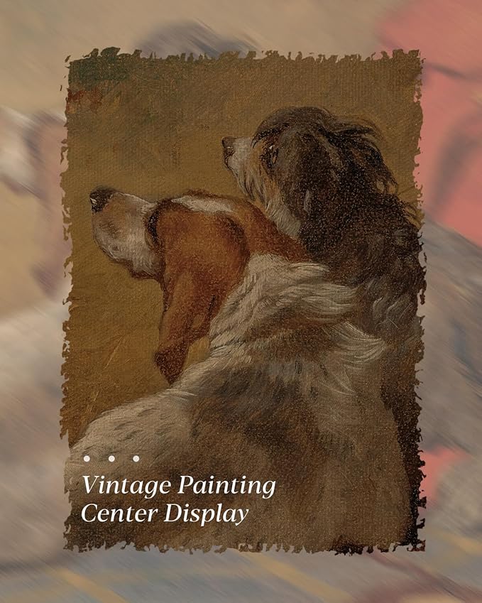 HUARCEY Gold Framed Vintage Wall Art for Living Room Dogs Oil Painting Wall Decor– Cozy Pet-Themed Aesthetic Room Decor for Bedroom Prints Study Classic Animal Artwork Gift for Dog Lovers 8"x10"-Ruum Studio Home