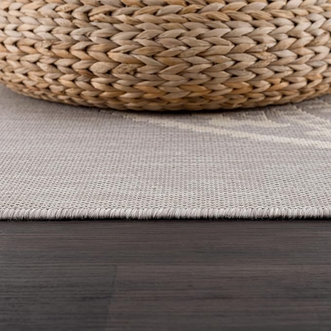 CAMILSON Outdoor Rug 10x14 Modern Area Rugs for Large Indoor and Outdoor Patios and Porches - Waterproof Washable Non-Shedding Easy-to-Clean Outside Carpet (10 x 14, Medallion - Grey/White)-Ruum Studio Home