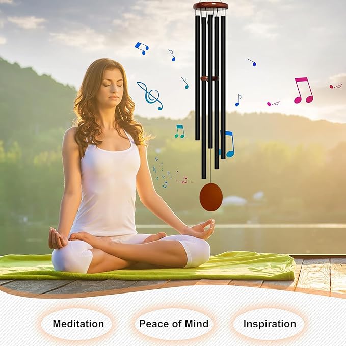 Wind Chimes for Outside Deep Tone, 60 inch 5 Heavy Duty Tubes Aluminium Metal Extra Large Wind Chimes Outdoor, Decoration for Garden, Patio, Yard, Gift for Mother's Day, Birthday-Ruum Studio Home