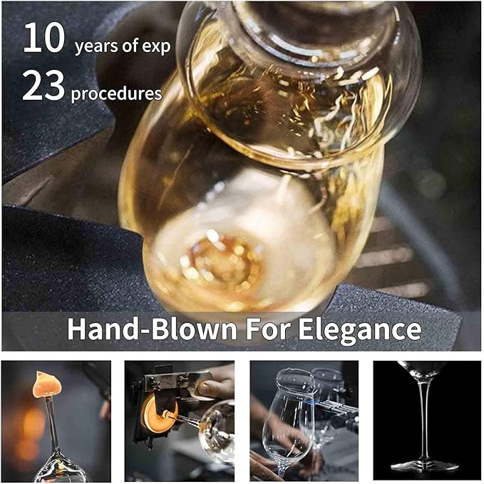 JBHO Hand Blown Italian Style Crystal Burgundy Wine Glasses - Lead-Free Premium Crystal Clear Glass - Set of 2-21 Ounce - Gift-Box for any Occasion-Ruum Studio Home