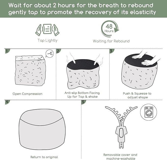 HIGOGOGO Round Stuffed Pouf Ottoman, Plaid Poufs with Foam Chunk Filling, Fluffy and Furry Pouf Foot Stool Storage Ottoman, 20 X 15 Floor Poufs Foot Rest for Living Room, Pink-Ruum Studio Home