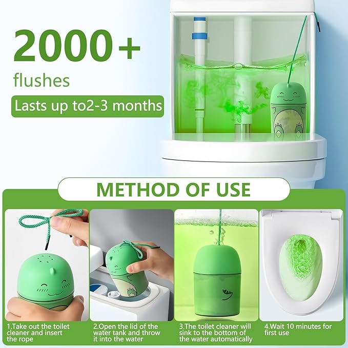 Toilet Bowl Cleaners Bottle Bathroom Toliet Bowl Cleaner with Fresh Jasmine Scent Cute Dinosaur Shaped Toilet Tank Cleaner (Green)-Ruum Studio Home