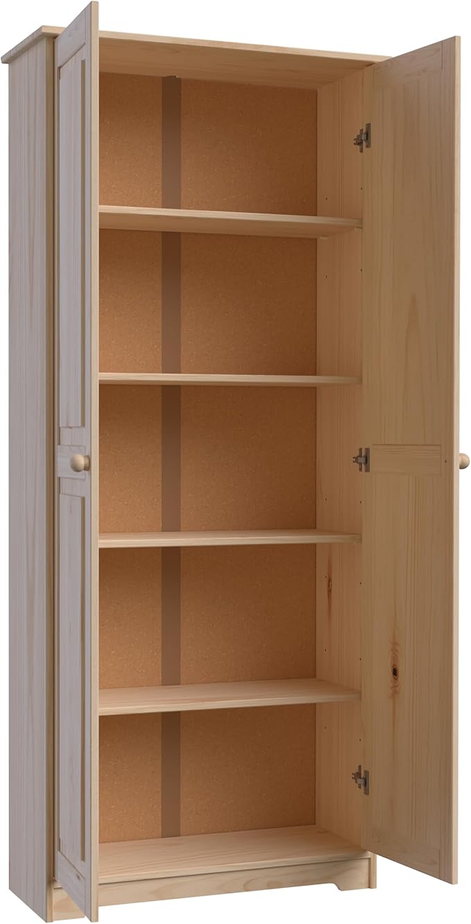 Pantry Cabinet Storage Cabinet with 2 Doors Solid Wood - Adjustable Shelves for Kitchen, Dining Room, or Utility Room Organization-Ruum Studio Home