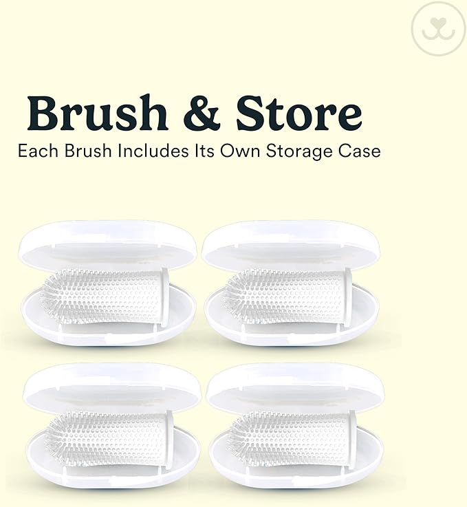 Jasper Dog Toothbrush, 360 Dog Tooth Brushing Kit, Finger Toothbrush, Cat Tooth Brush, Teeth Cleaning, Pet Tooth Brush for Small & Large Pets, Pet Toothpaste Not Included, 4-Pack Clear-Ruum Studio Home