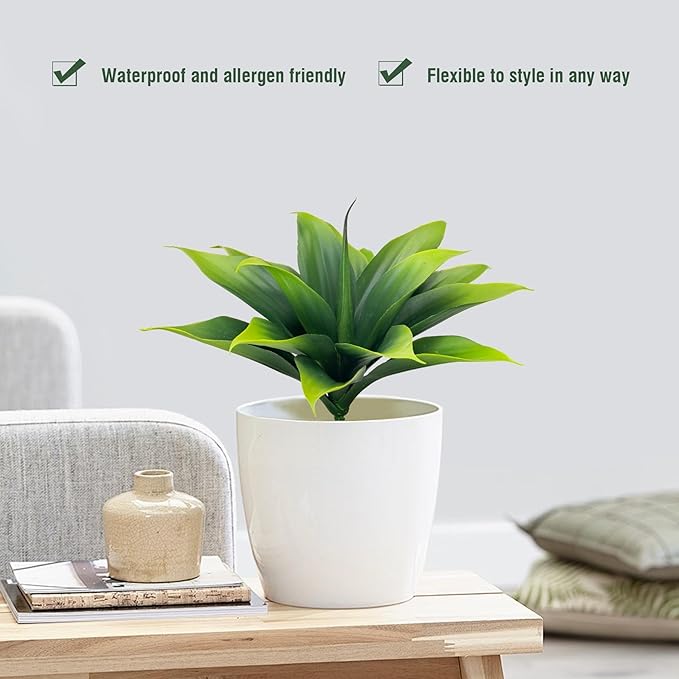 Fake Plants Artificial Agave Plants,Large UV Resistant Fake Agave Planters for Indoor and Outdoor Decorating Tropical Plant Succulents Greenery Indoor Decor((2Pack Light Green) 13.8"-Ruum Studio Home