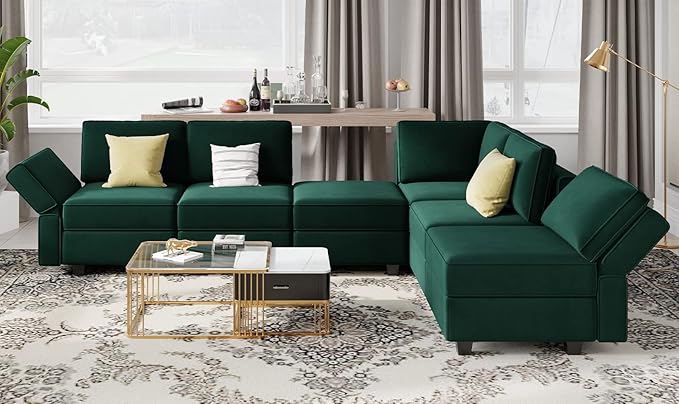 Belffin Modular Sofa Armrest Backrest Module for Modular Sectional Sofa Couch Side Armrest, Backrest Velvet Green-Ruum Studio Home
