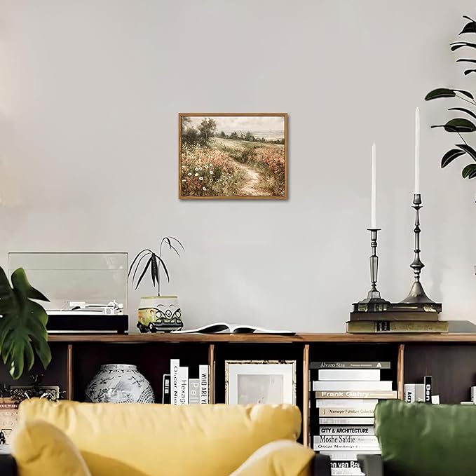 Vintage Framed Wall Art for Living Room – Vintage Wildflower Pictures Oil Paintings Canvas Prints – Country Flower Modern Farmhouse Wall Decor for Bathroom Bedroom Home Office – 8x10in-Ruum Studio Home