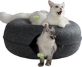 CATTASAURUS Peekaboo Cat Cave for Multiple & Large Cats Up to 30-45 Lbs, Scratch Detachable & Washable Tunnel Bed, Comfy Donut Cat Cave (Dark Gray, Jumbo)-Ruum Studio Home