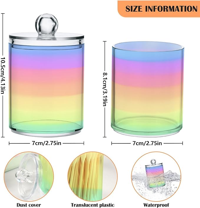 Rainbow Pastel 2PC Airtight Transparent Plastic Storage Jar Food Storage Container Plastic for Food Herbs Tea etc with Storage Lid easy to use and clean With lid Easy To Use-Ruum Studio Home