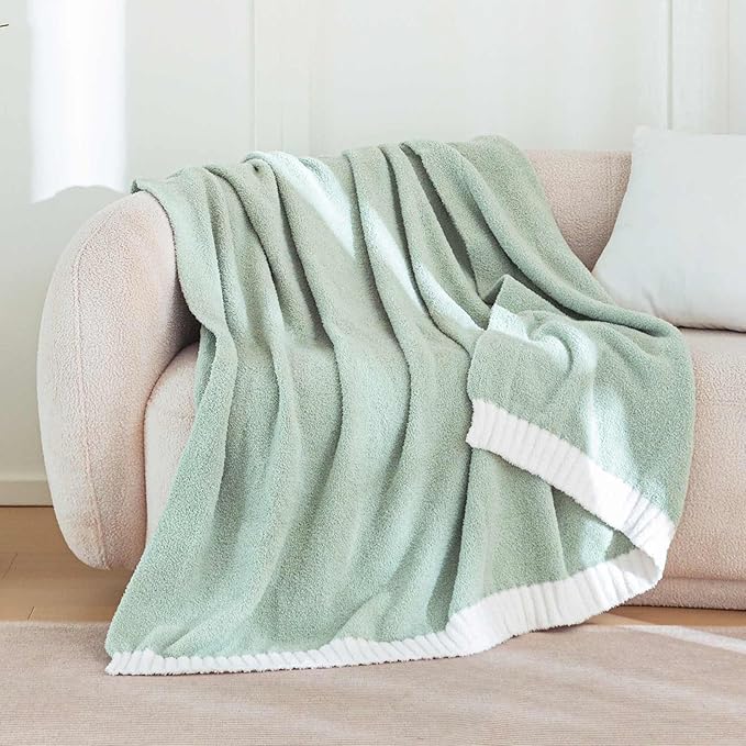 Soft Fuzzy Throw Blanket - Green Cozy Warm Knit Fluffy Plush, Lightweight & Breathable, Throw for Bed, Chair, Sofa, Couch, Outdoor, 50"X60", Oeko-TEX Certified-Ruum Studio Home