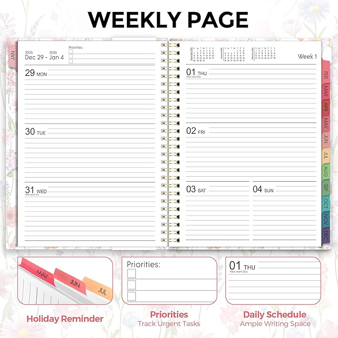 Planner 2026, 8.5" x 11" Monthly & Weekly Planner with Tabs, JAN - DEC 2026, Goal Setting & Time Management Organizer for Professionals & Students-Ruum Studio Home