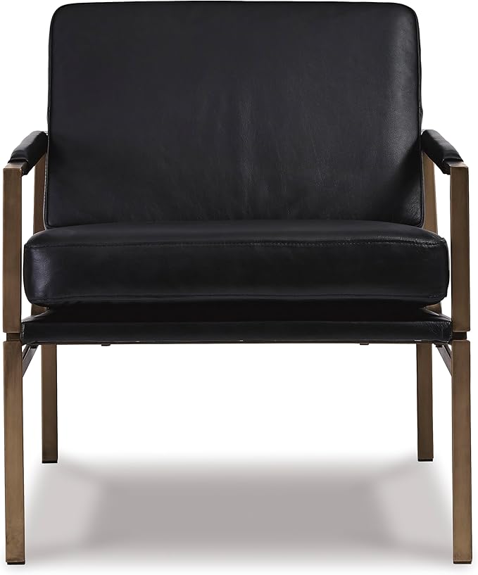 Signature Design by Ashley Puckman Mid-Century Modern Leather Accent Chair, Black-Ruum Studio Home