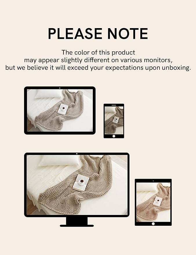 YnM Chunky Throw Blanket, Medium-Weight, Hand Knitted, Skin Friendly, Ventilated and Breathable, Machine Washable, Home Décor Piece for Couch, Sofa and Bed (Beige, 60x80 Inch)-Ruum Studio Home