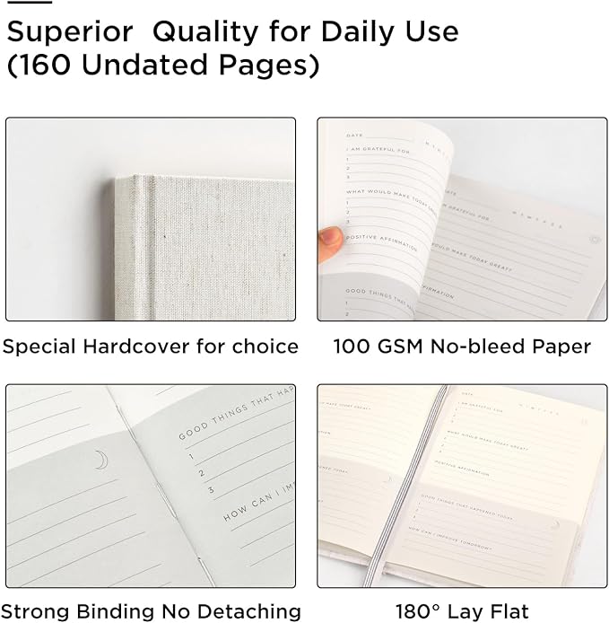 And Per Se Gratitude Journal – Five Minutes a Day to Cultivate Mindfulness, Happiness, Positive Vibes, Affirmations & Self-Reflection – Undated Daily Gratitude Journal for Women & Men (Beige)-Ruum Studio Home