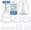 Nuanchu 8 Pcs 4 Sizes Cupping Therapy Set with Satin Bag Silicone Massage Cups Professional Cupping Therapy Vacuum Cup for Cellulite Joint Pain Muscle Pain(Clear)-Ruum Studio Home