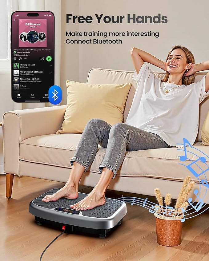 Vibration Plate Exercise Machine, Vibration Plate Platform for Lymphatic Drainage, 200 Adjustable Speeds Power Shaping Vibrating Plate Helps Weight Loss, Shaping, Max Weight 450 Lbs-Ruum Studio Home