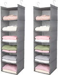 MAX Houser 6 Tier Shelf Hanging Closet Organizer, Closet Hanging Shelf with 2 Sturdy Hooks for Storage,2 Pack, Foldable (Light Grey)-Ruum Studio Home