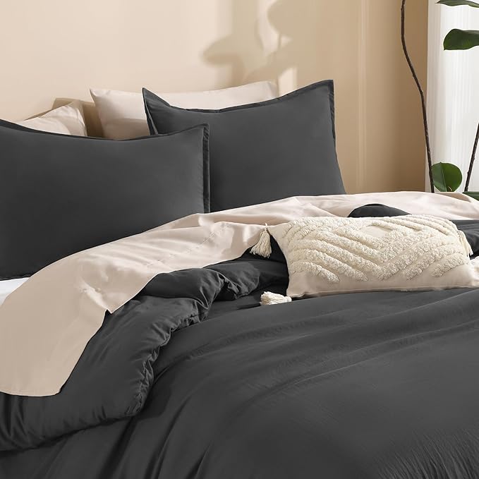 Litanika Grey Comforter King Size Set, Dark Gray Lightweight Plain Bedding Comforters Sets, All Season Fluffy Bed Set (104x90In Comforter & 2 Pillowcases)-Ruum Studio Home