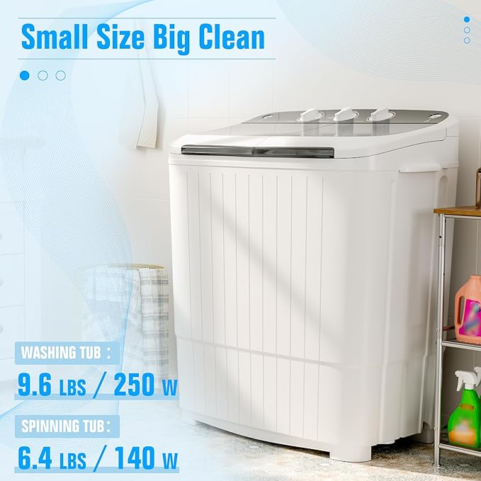 Pataku Portable Washing Machine, 17.6 Lbs Compact Mini Washer and Dryer Combo,Twin Tub Laundry Washer with Spin Cycle, Soaking Function Ideal for Apartment, Dorms, RVs Camping, Grey-Ruum Studio Home