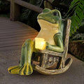 Miniature Frog Garden Statue Gifts Fall Halloween Decorations Fairy Garden Accessories Outdoor Lights Solar Garden Frog Decor Art Housewarming Gift for Patio,Yard,Lawn Ornament,3.89"x2.36"x3.93-Ruum Studio Home