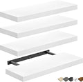 QEEIG Floating Shelves for Wall Bathroom Shelf Bedroom Kitchen Living Room Farmhouse Small Book Shelf 16 inch Set of 4, White (015-W4)-Ruum Studio Home