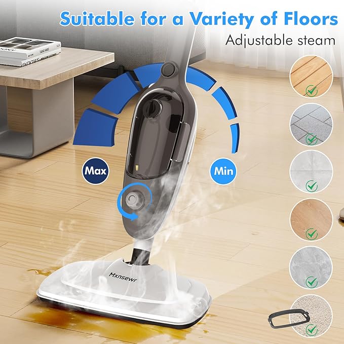 Steam Mop - All-in-one Powerful Handheld Steam Cleaner Detachable Floor Steamer with 11 Accessories, MultiPurpose Steamer for Hardwood Floors, Clothes,Windows,Tiles,Furniture,Carpet, Whole Home Use-Ruum Studio Home