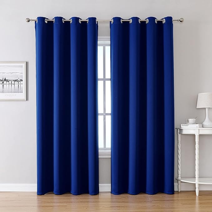 ChrisDowa Grommet Blackout Curtains for Bedroom and Living Room - 2 Panels Set Thermal Insulated Room Darkening Curtains (Royal Blue, 52W x 95L)-Ruum Studio Home