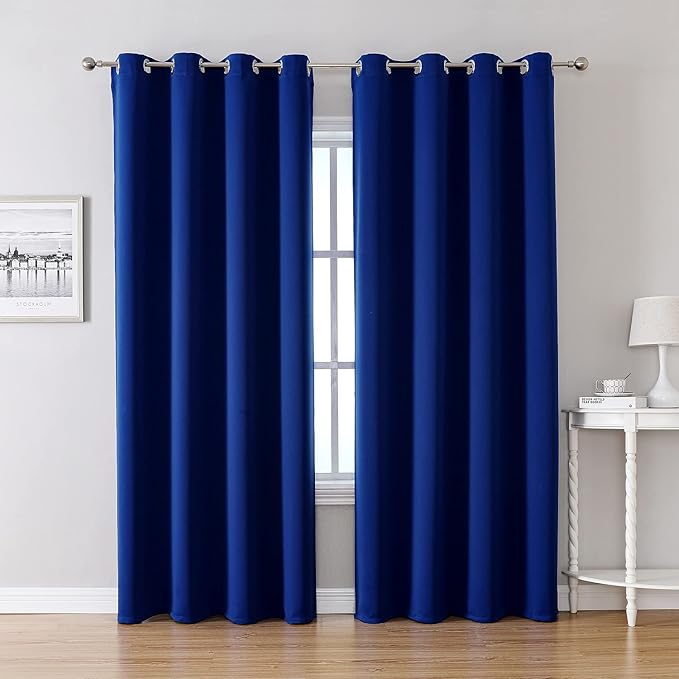 ChrisDowa Blackout Curtains 90 Inches Long 2 Panels Set for Living Room, Grommet Thermal Insulated Room Darkening Curtains for Bedroom (Royal Blue, 52 x 90 Inch)-Ruum Studio Home