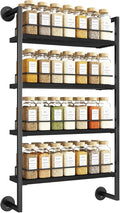 IBUYKE Spice Rack Wall Mount,4 Tier Hanging Seasoning Organizer, Spice Rack for Wall for up to 50 Jars,Spice Organization for Kitchen Cabinet,Living Room,Bathroom,Pantry,Black UTLJ016B-Ruum Studio Home