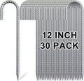 Rebar Stakes 12 Inch, 30 Pack Galvanized Metal Tent Stakes Heavy Duty Ground Stakes, J Hook Steel Fence Stakes for Ground, Outdoor Decoration, Wire Fencing, Gardening-Ruum Studio Home