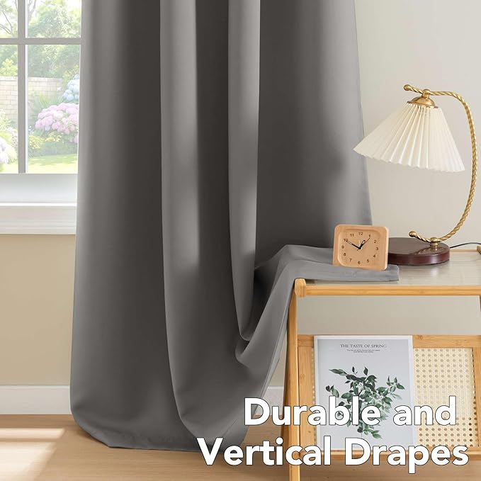 H.VERSAILTEX Solid Grey Color Thermal Insulated Blackout Curtains Metal Grommet Curtain Panels Room Darkening Window Drapes for Bedroom/Living Room 52 x 72 Inch Set of 2-Ruum Studio Home