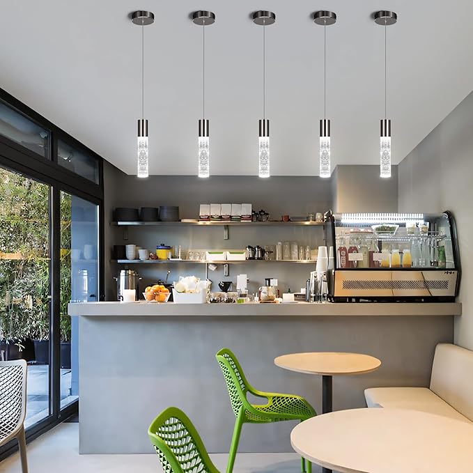 OKELI Modern Pendant Lights,3 Color LED Bubble Crystal Island Light Fixtures,Black Mini Pendant Lighting for Kitchen Island,Bar,6W,3000-6000K,ETL,3 Pack-Ruum Studio Home
