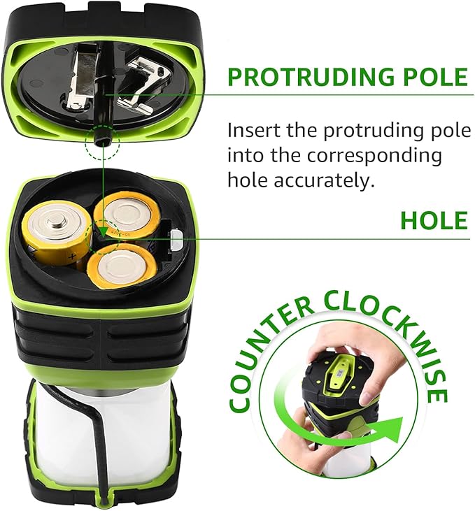 Lepro 1500LM Battery Powered LED Camping Lantern, Waterproof Tent Light with 4 Light Modes, Camping Essentials, Portable Lantern Flashlight for Camping, Emergency Light, Power Outage, Not Rechargeable-Ruum Studio Home
