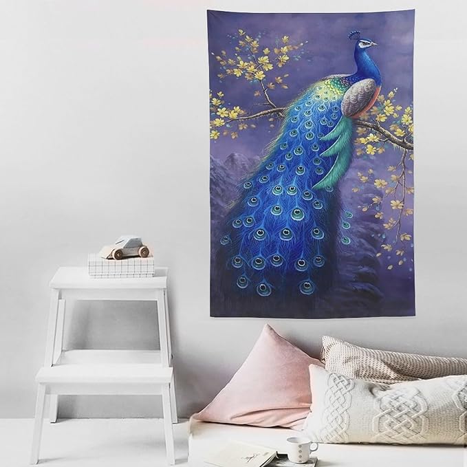 yowecso Peacock Tapestry - Purple Peacock Wall Hanging for Bedroom, Living Room & Dorm - Aesthetic Wall Decor - 60"x90"-Ruum Studio Home