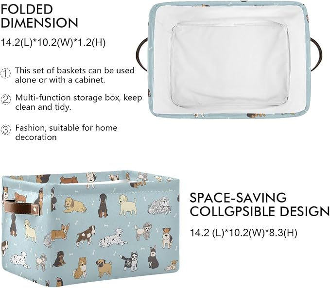 Multi-purpose Storage Basket Bin Cute Dog Puppy Organizer Collapsible Shelf Basket Cube with Handle for Nursery Bedroom Bathroom-Ruum Studio Home